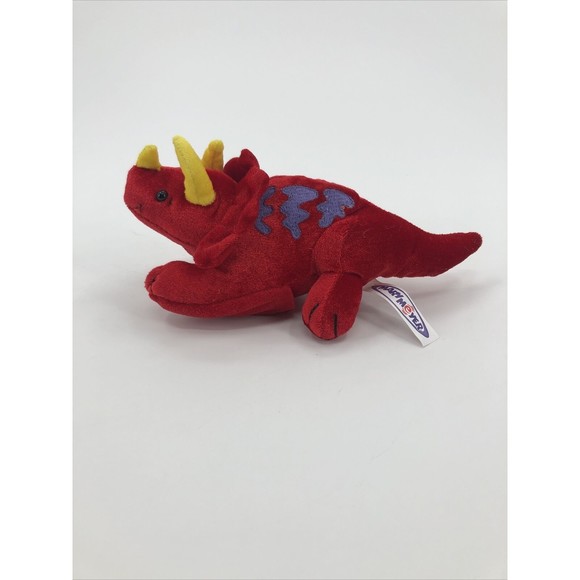 Mary Meyer Red Triceratops Dinosaur Finger Puppet Plush Stuffed Animal Velour 7" - Picture 5 of 12